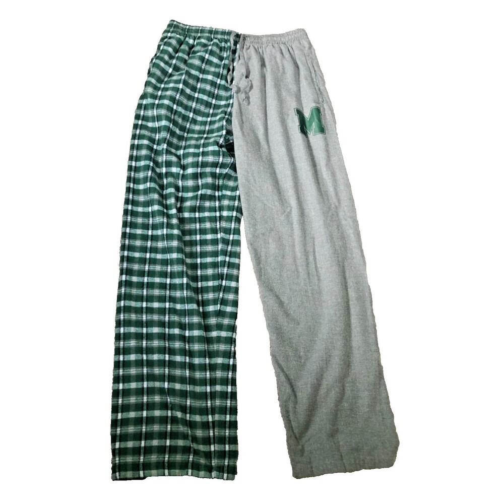 Marshall University Halftime Flannel Pants Mens XL Gray Green Plaid Logo Pennant